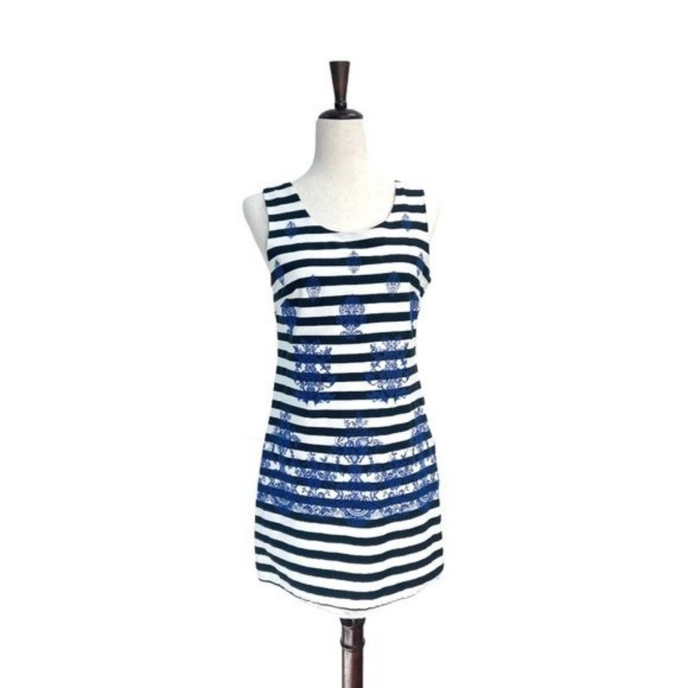 Ipekyol Striped Embroidered Floral Sleeveless Dress | 8